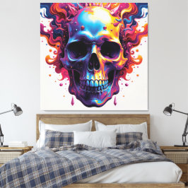 Moderne kleurrijke schedel canvas afdruk
