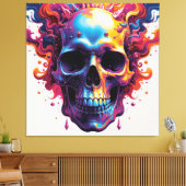 Moderne kleurrijke schedel canvas afdruk (Insitu (Woonkamer))