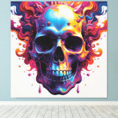 Moderne kleurrijke schedel canvas afdruk (Insitu (Houten vloer))
