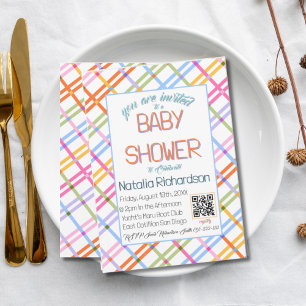 Moderne Kleurrijke Schotse Baby Shower Thema Kaart