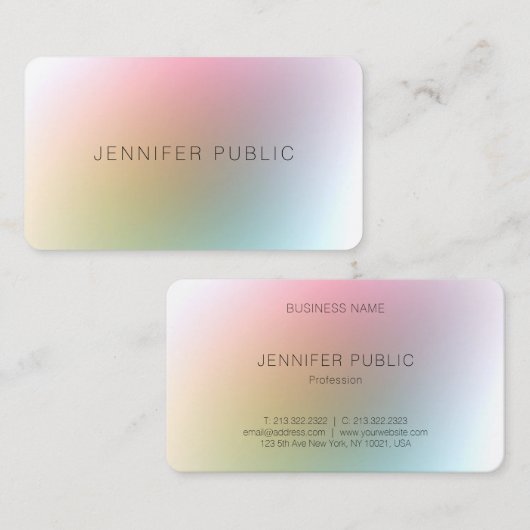 Moderne kleurrijke Sjabloon elegant minimalistisch Visitekaartje (Voorkant / Achterkant)