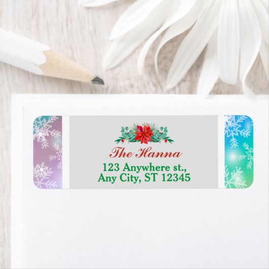 Moderne Kleurrijke Sneeuwvlok Winter Kerstmis Adre Etiket (Insitu)