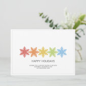 Moderne kleurrijke sneeuwvlokken Kerstmis Feestdagenkaart (Staand voorkant)