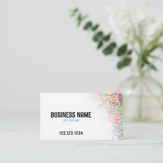 Moderne Kleurrijke Sprinkles Gradient Ice Cream Visitekaartje (Staand voorkant)