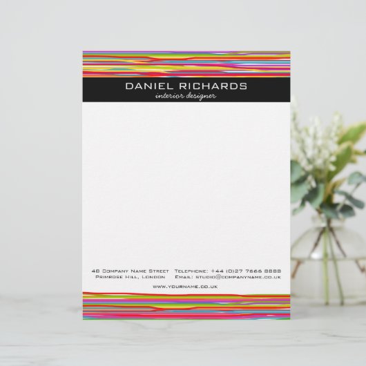 Moderne kleurrijke strepen Vibrant interieur ontwe Briefhoofd Ontwerp (Staand voorkant)