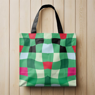 Moderne Kleurrijke Tartan Plaid Kerstmis Draagtas