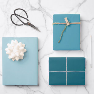 Moderne Kleurrijke Teal Blauwe Tinten Effen Kleur Inpakpapier Vel
