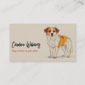 Moderne kleurrijke tekening hond walker huisdier s visitekaartje (Voorkant)