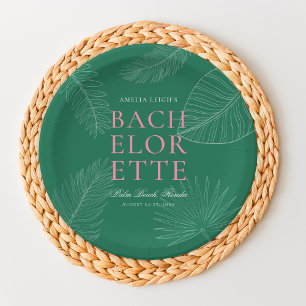 Moderne kleurrijke tropische palmbladeren papieren bordje