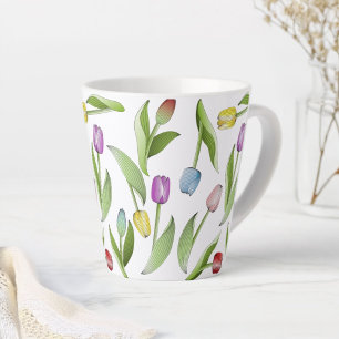 Moderne Kleurrijke Tulp Bloem Latte Mok