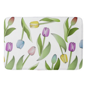 Moderne Kleurrijke Tulp Botanische Bloemmotief Badmat