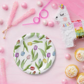 Moderne kleurrijke tulp papieren bordje (Feest)