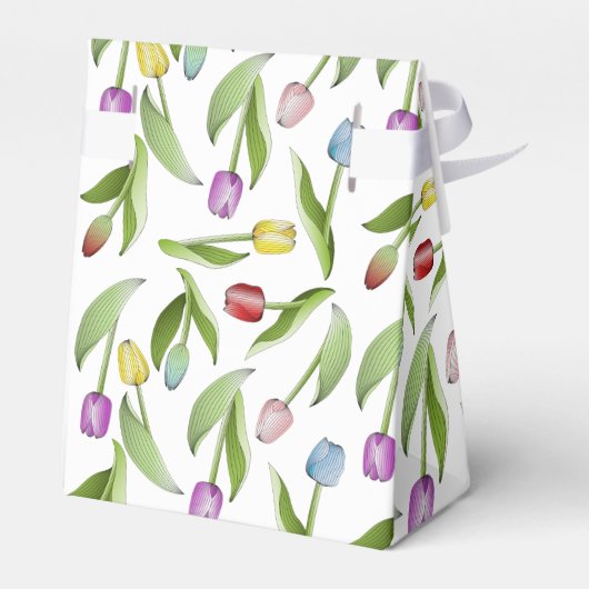 Moderne kleurrijke tulpenbloem bedankt feest bedankdoosjes (Achterkant)