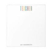 Moderne Kleurrijke Typografie Leraar Notitieblok (Voorkant)