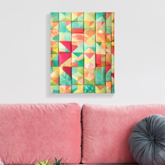Moderne Kleurrijke Verpakte Kunst Canvas Print (Insitu (Woonkamer))