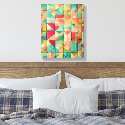 Moderne Kleurrijke Verpakte Kunst Canvas Print (Insitu (Slaapkamer))