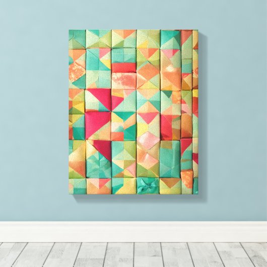 Moderne Kleurrijke Verpakte Kunst Canvas Print (Insitu (Houten vloer))