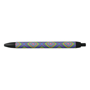 Moderne kleurrijke vierkant geometrische afbeeldin zwarte inkt pen