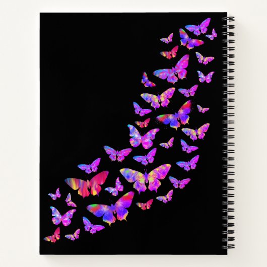 Moderne Kleurrijke Vlinderpatroon Custom Name Notitieboek (Achterkant)