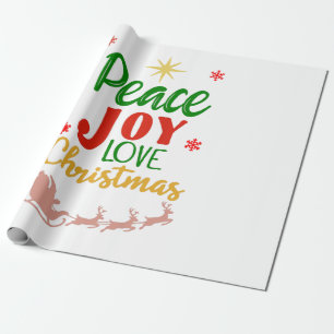 Moderne Kleurrijke Vrede Vreugde Liefde Kerstmis T Cadeaupapier