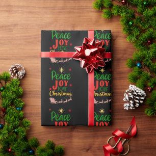 Moderne Kleurrijke Vrede Vreugde Liefde Kerstmis T Cadeaupapier