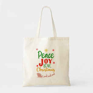 Moderne Kleurrijke Vrede Vreugde Liefde Kerstmis T Tote Bag