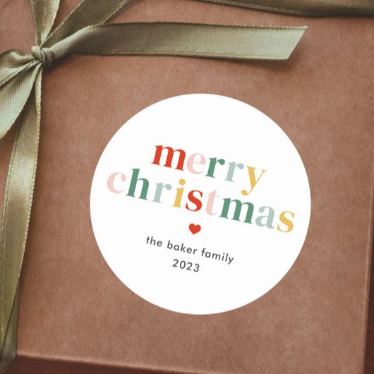 Moderne Kleurrijke Vrolijke Kerstmis Ronde Sticker