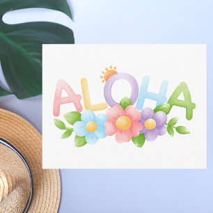 Moderne Kleurrijke Waterverf Aloha Schattig Tropis Briefkaart