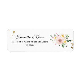 Moderne, kleurrijke Waterverf bloemen Etiket