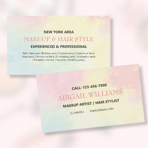 Moderne kleurrijke Waterverf omhoog en haarstijlli Visitekaartje