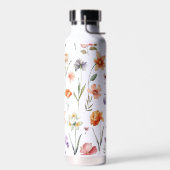Moderne kleurrijke Waterverf Wildflower Pattern Waterfles (Links)