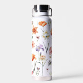 Moderne kleurrijke Waterverf Wildflower Pattern Waterfles (Achterkant)