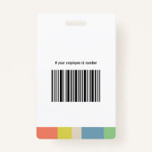 Moderne kleurrijke werknemer Logo barcode Foto-ID Badge (Achterkant)