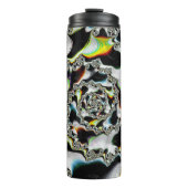 Moderne kleurrijke wervelfractal Psychedelic Thermosbeker (Voorkant)
