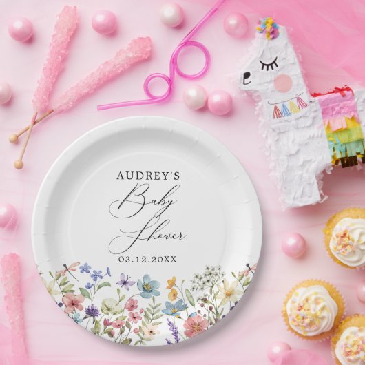 Moderne Kleurrijke Wildbloemen Bloemen Bloemen Boe Papieren Bordje (Feest)