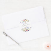 Moderne Kleurrijke Wilde Bloemen Bruidsfeest Ronde Sticker (Envelop)