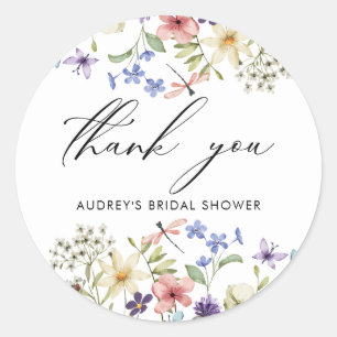 Moderne Kleurrijke Wilde Bloemen Bruiloft Feest Ronde Sticker