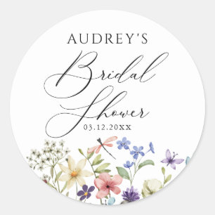 Moderne Kleurrijke Wilde Bloemen Bruiloft Feest Ronde Sticker