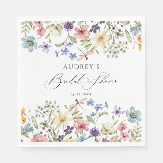 Moderne kleurrijke Wildflower Floral Vrijgezellenf Servet (Voorkant)