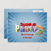 Moderne kleurrijke zomervakantie feest uitnodiging (Voorkant / Achterkant)