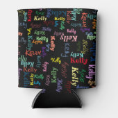 Moderne Kleurrijke Zwart Monogram Naam Blikjeskoeler (Voorkant)