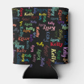 Moderne Kleurrijke Zwart Monogram Naam Blikjeskoeler (Achterkant)