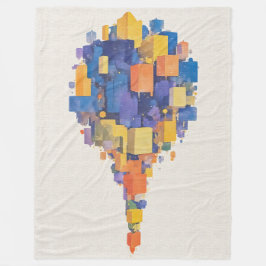 Moderne Kleurrijke Zwevende Blokken Waterverf Kuns Fleece Deken