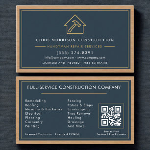 Moderne Klusjesman QR Code Houten Constructie Visitekaartje