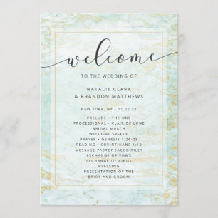 Moderne knikkers in de oceaan met gouden huwelijks programma