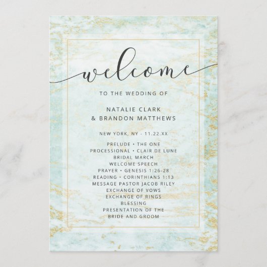 Moderne knikkers in de oceaan met gouden huwelijks programma (Voorkant)