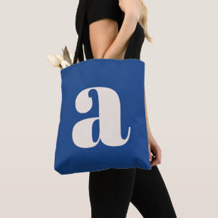 Moderne Kobaltblauwe Krachtige Retro Monogram Init Draagtas