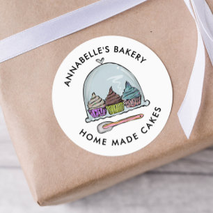 Moderne koekjes en snoepkoeken, thuisbakkerij ronde sticker