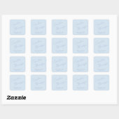 Moderne Koelblauwe Script Gepersonaliseerde Afstud Vierkante Sticker (Vel)