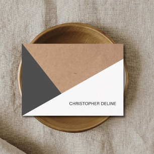 Moderne Koele Kraft Papier Grijs Wit Geometrisch Visitekaartje